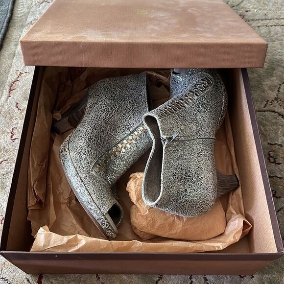 Calleen Cordero 3” leather booties with silver and  gold metal studs. - Picture 8 of 8